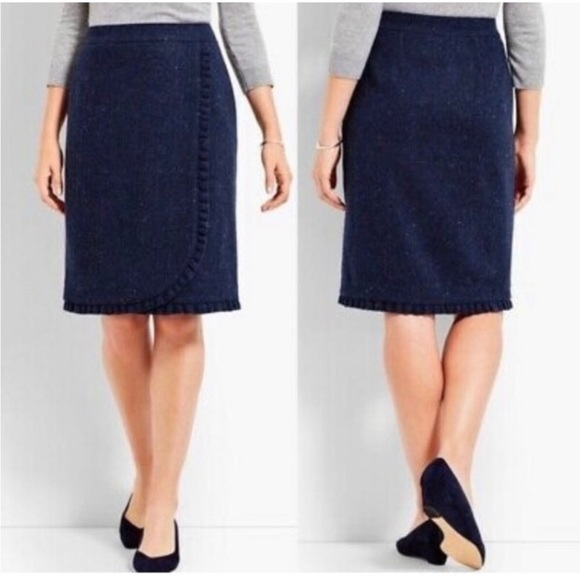 Talbots Blue Donegal Tweed Shetland Ruffle Wrap Skirt. Size: 10 - Picture 9 of 9